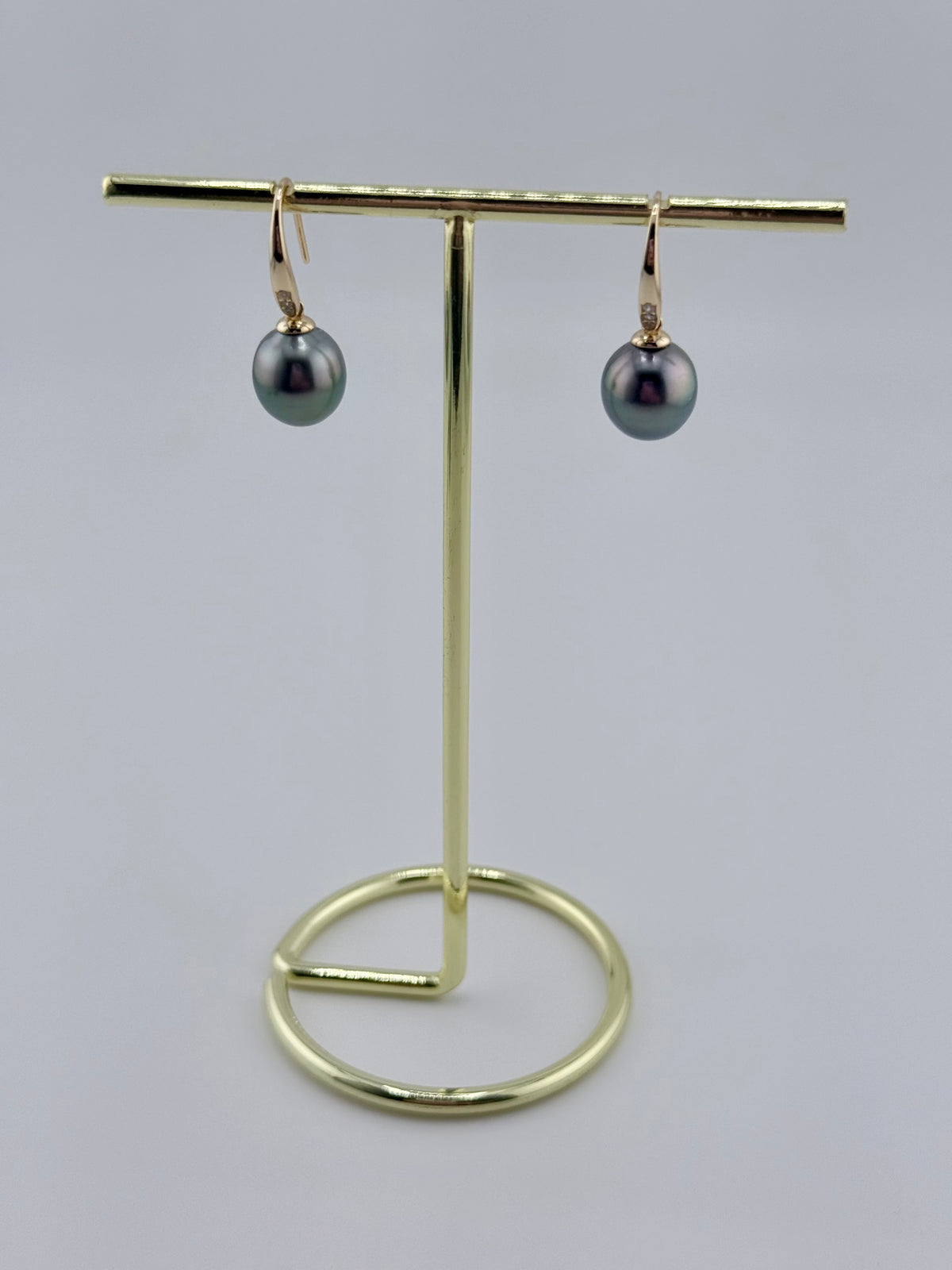 Ohrringe Salzwasserperlen - 9mm drop black green good quality