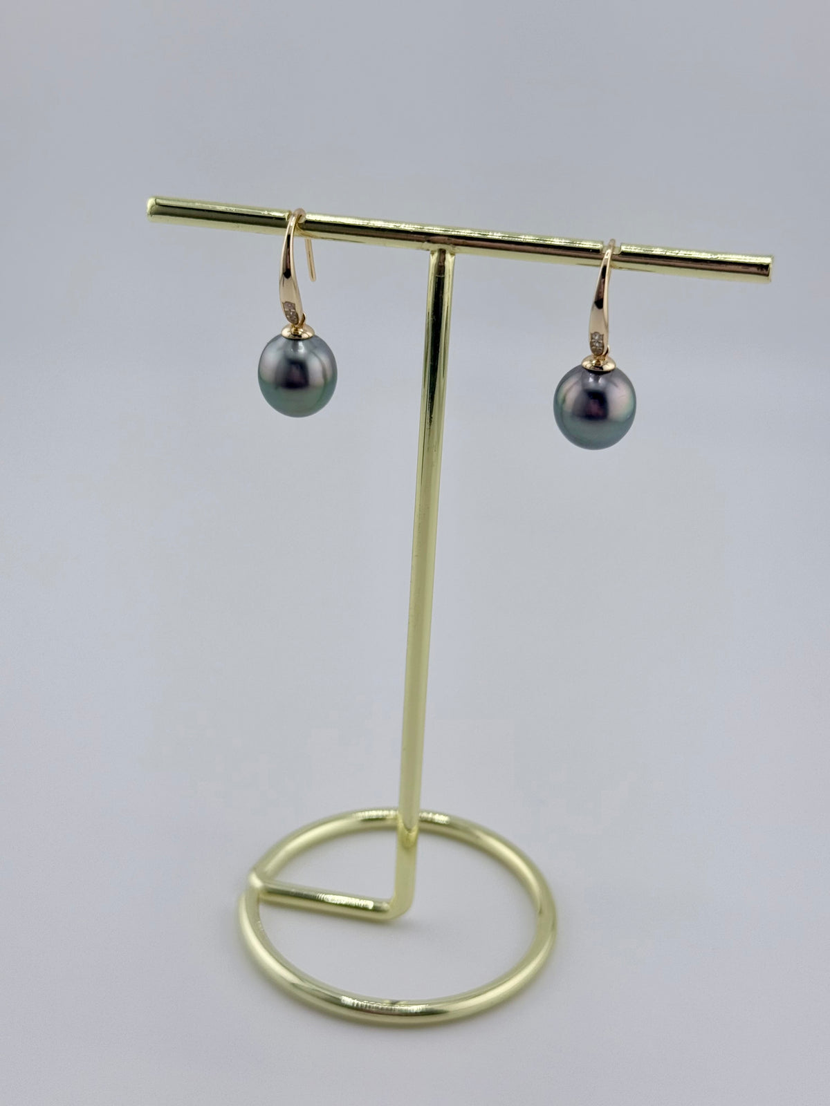 Ohrringe Salzwasserperlen - 9mm drop black green good quality