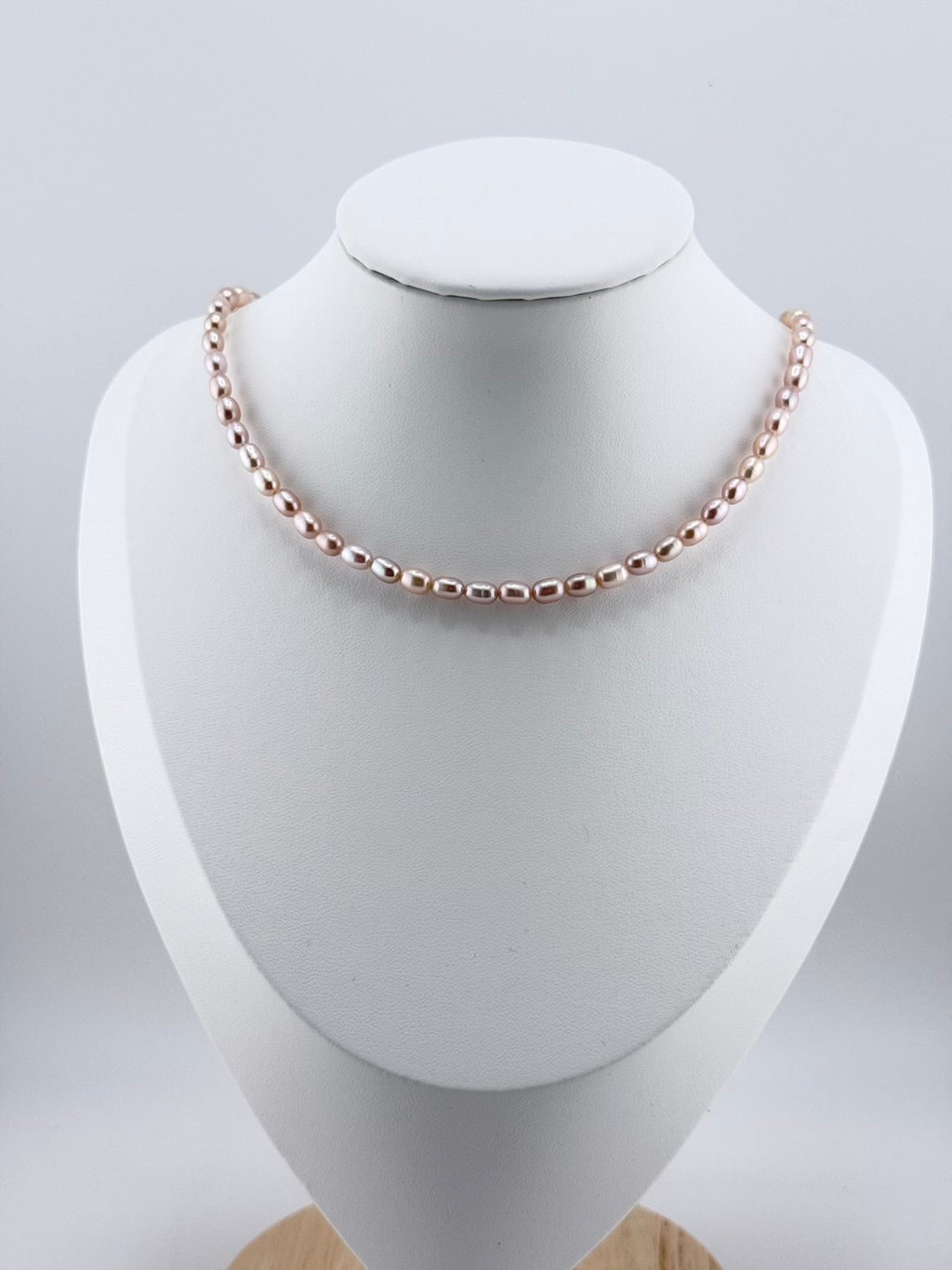 Halskette Süsswasserperlen - 3.5-4mm rice pearl light pink good quality