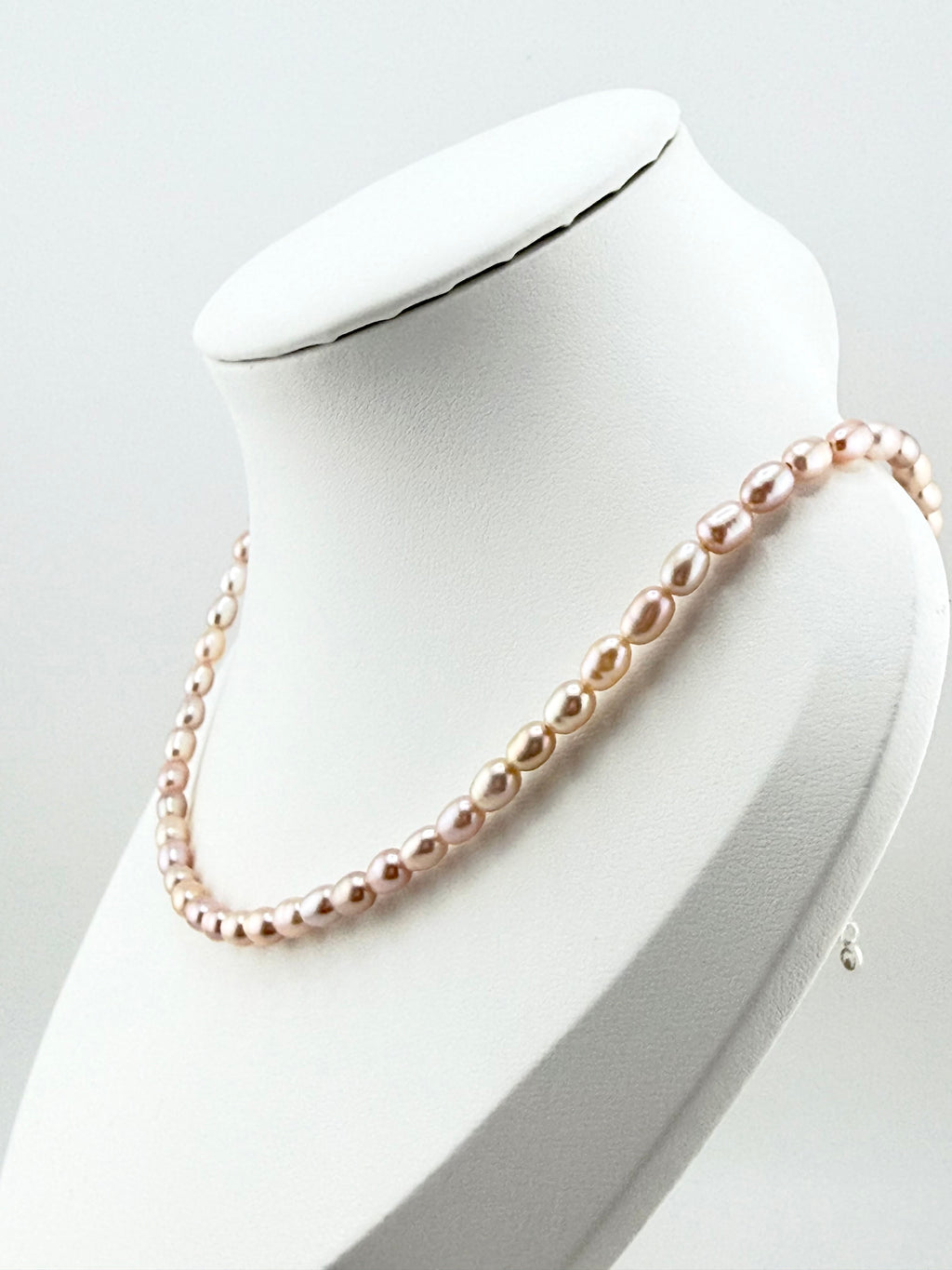Halskette Süsswasserperlen - 3.5-4mm rice pearl light pink good quality