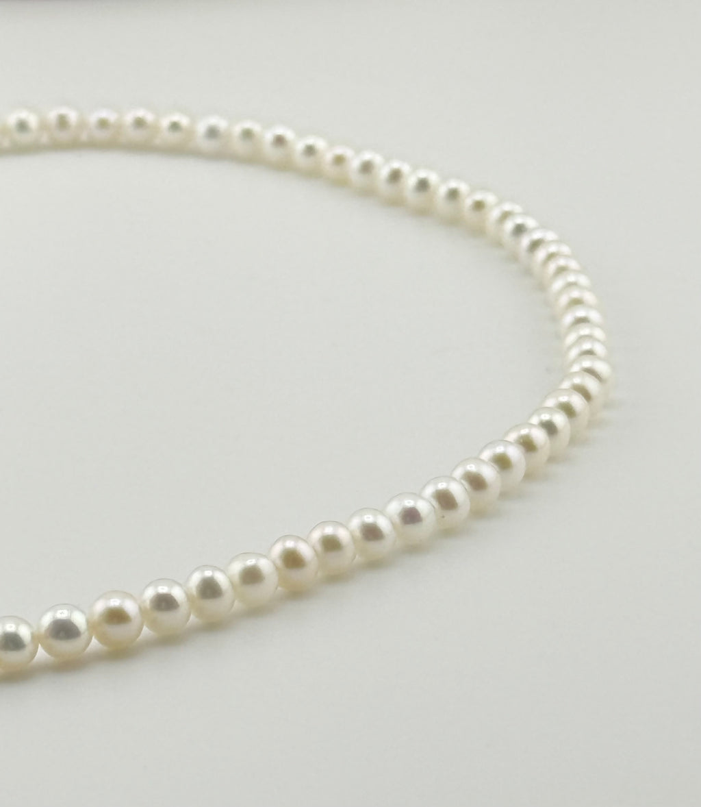 Halskette Süsswasserperlen - 3.5mm halbrund weiss nice luster